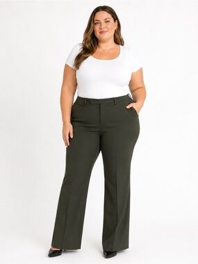 Ralph Lauren Adelle Women’s Modern Straight leg Trousers Olive Green Size 16 New